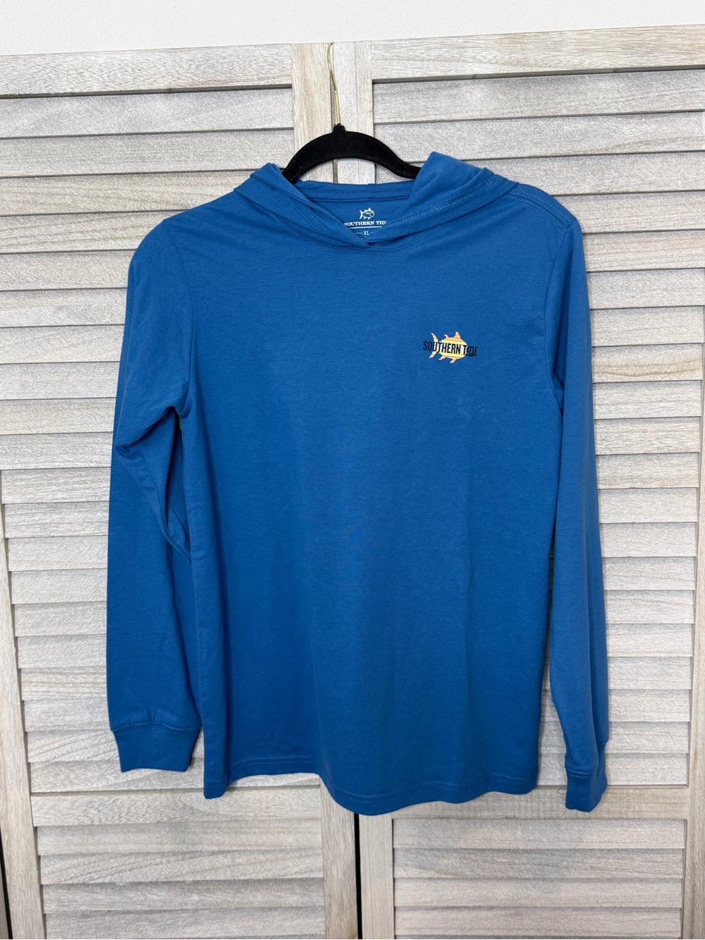 Southern Tide Boys Shirt Long Sleeve Hooded Blue Size XL